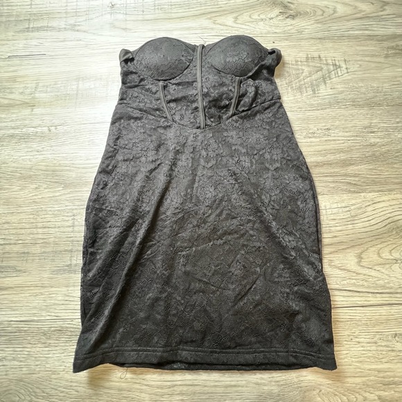 SHEIN Dresses & Skirts - SHEIN Lace Corset Dress Womens Small Black Strapless Bodycon Mini Party‎ Goth